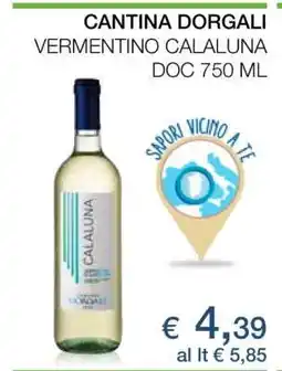 Coop CANTINA DORGALI VERMENTINO CALALUNA DOC 750 ML offerta