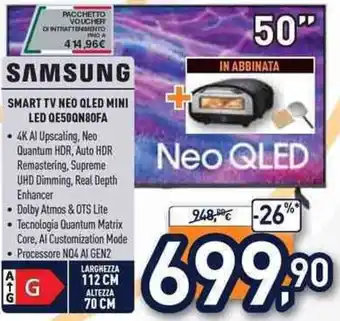 Unieuro SAMSUNG SMART TV NEO OLED MINI LED QE500N80FA offerta