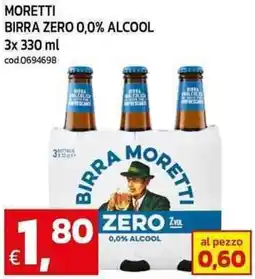 C+C maxigross Moretti birra zero 0,0% alcool offerta