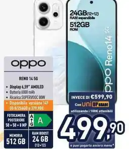 Unieuro oppo RENO 14 5G offerta