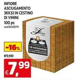 C+C maxigross Infiore asciugamento 36x32 in cestino di vimini offerta