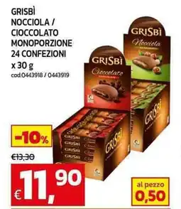 C+C maxigross Grisbì nocciola / cioccolato monoporzione offerta