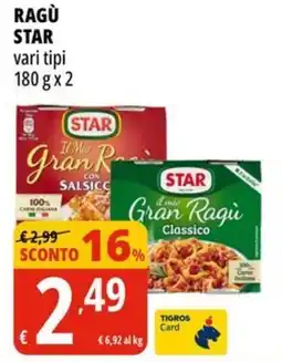 Tigros Ragù STAR offerta