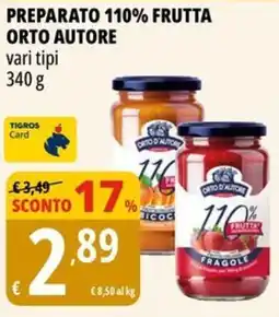 Tigros Preparato 110% frutta ORTO AUTORE offerta