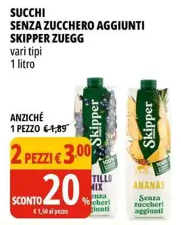 Tigros Succhi senza zucchero aggiunti skipper ZUEGG offerta
