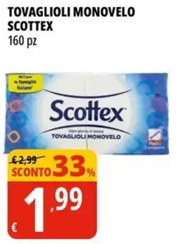 Tigros Tovaglioli monovelo SCOTTEX 160 pz offerta