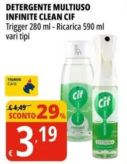 Tigros Detergente multiuso infinite clean CIF offerta