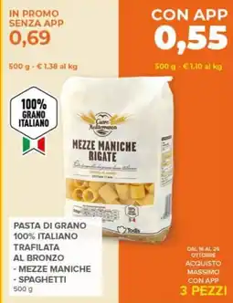 Todis Pasta di grano 100% italiano trafilata al bronzo offerta