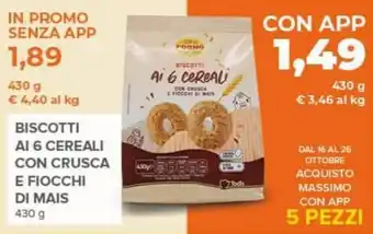 Todis Biscotti ai 6 cereali con crusca e fiocchi di mais offerta