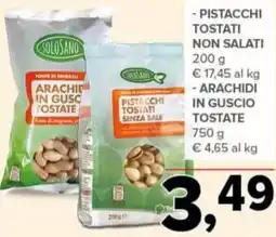 Todis Pistacchi tostati non salati arachidi in guscio tostate offerta