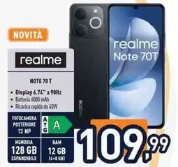 Unieuro realme NOTE 70T offerta