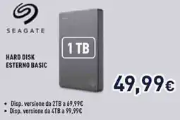 Unieuro Seagate hard disk esterno basic offerta