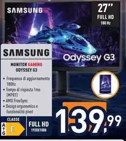 Unieuro SAMSUNG MONITOR GAMING ODYSSEY 63 offerta