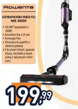 Unieuro Rowenta ASPIRAPOLVERE SENZA FILI MOD. RH2039 offerta
