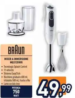 Unieuro BRAUN MIXER A IMMERSIONE MQ3135WH offerta