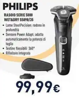 Unieuro PHILIPS RASOIO SERIE 5000 WET&DRY S5898/35 offerta