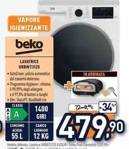 Unieuro beko LAVATRICE URBWT312S offerta