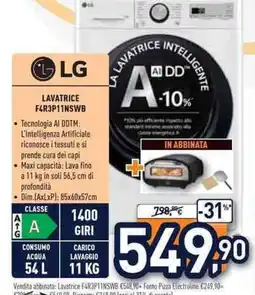 Unieuro LG LAVATRICE F4R3P11NSWB offerta