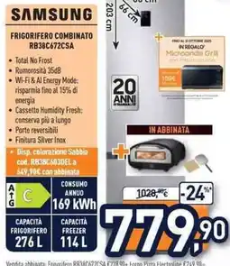 Unieuro SAMSUNG FRIGORIFERO COMBINATO RB38C672CSA offerta