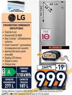 Unieuro LG FRIGORIFERO COMBINATO GBP62PZNAC offerta