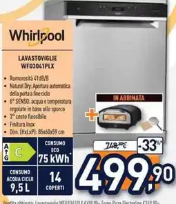 Unieuro Whirlpool LAVASTOVIGLIE WF03041PLX offerta