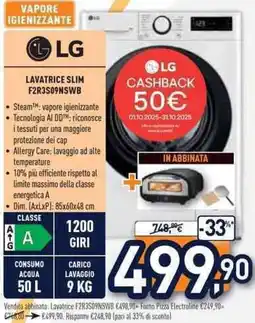 Unieuro LG LAVATRICE SLIM F2R3S09NSWB offerta
