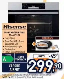 Unieuro Hisense FORNO MULTIFUNZIONE BSA65211CX offerta