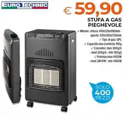 Todis Euro technic stufa a gas pieghevole offerta