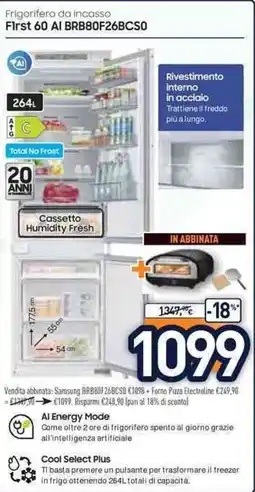 Unieuro SAMSUNG Frigorifero da incasso First 60 AI BRB80F26BCS0 offerta
