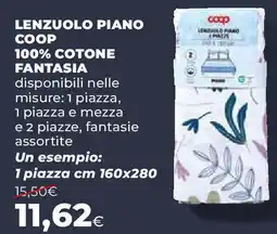 Ipercoop Lenzuolo piano coop 100% cotone fantasia offerta