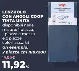 Ipercoop Lenzuolo con angoli coop tinta unita offerta