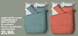 Ipercoop Linea letto i love coordinabile 100% cotone offerta