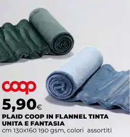 Ipercoop Plaid coop in flannel tinta unita e fantasia offerta