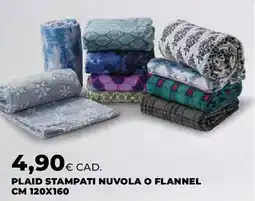 Ipercoop Plaid stampati nuvola o flannel cm 120x160 offerta