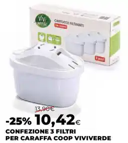 Ipercoop Confezione 3 filtri per caraffa coop viviverde offerta