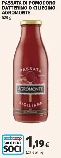Coop Passata di pomodoro datterino o ciliegino AGROMONTE offerta