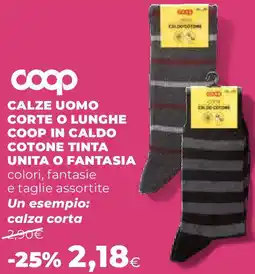 Ipercoop Calze uomo corte o lunghe coop in caldo cotone tinta unita o fantasia offerta