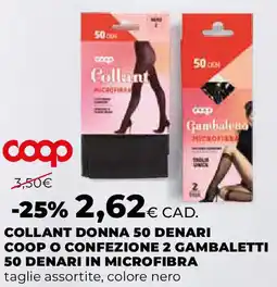 Ipercoop Collant donna 50 denari coop o confezione 2 gambaletti 50 denari in microfibra offerta