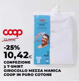 Ipercoop Confezione 3 t-shirt girocollo mezza manica coop in puro cotone offerta