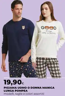 Ipercoop Pigiama uomo o donna manica lunga pompea offerta