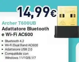 Unieuro tp-link Archer T600UB Adattatore Bluetooth e Wi-Fi AC600 offerta