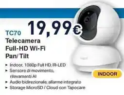 Unieuro TC70 Telecamera Full-HD Wi-Fi Pan/Tilt offerta