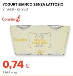 Tigre Consilia yogurt bianco senza lattosio offerta