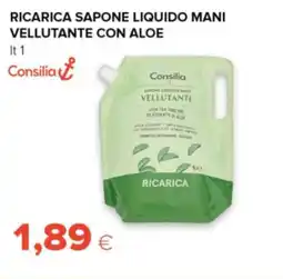 Tigre Consilia Ricarica sapone liquido mani vellutante con aloe offerta