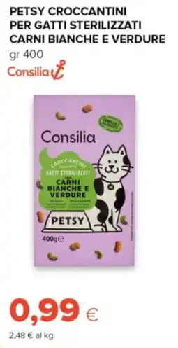 Tigre Consilia petsy croccantini per gatti sterilizzati carni bianche e verdure offerta