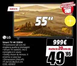 MediaWorld LG Smart TV 4K 55B56 offerta