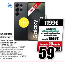 MediaWorld SAMSUNG Smartphone S25 Ultra 256 GB offerta
