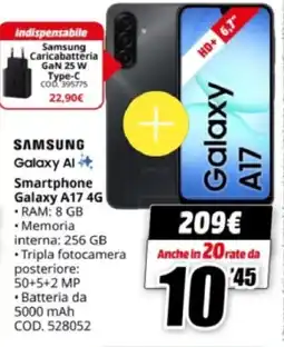 MediaWorld SAMSUNG Smartphone Galaxy A17 4G offerta