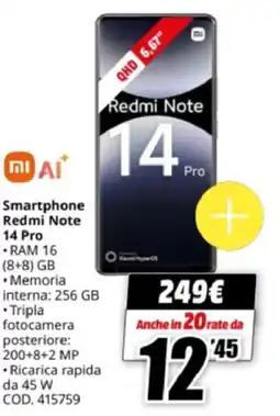 MediaWorld Smartphone Redmi Note 14 Pro offerta