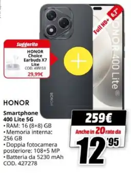 MediaWorld HONOR Smartphone 400 Lite 5G offerta